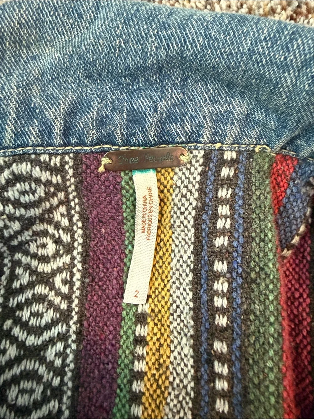 Women’s Free People Distressed Baja Denim Jean Jacket - Size 2 - Picture 4 of 7